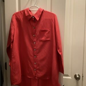 Soft Surroundings deep coral  Button-Up Shirt